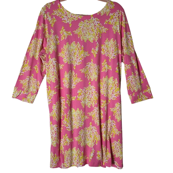 Crown & Ivy Beachy Pink Lime & White Coral Reef Print Dress Size XL - Picture 2 of 10